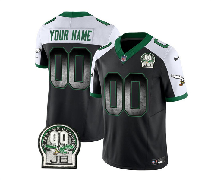 Men's Nike Philadelphia Eagles Customized Black White 2023 F.U.S.E. Throwback Vapor Untouchable Limited Stitched Football Jersey