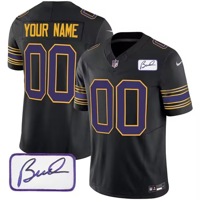 Men's Nike Minnesota Vikings Customized Black 2023 F.U.S.E. Bud Grant Patch Limited Stitched Football Jersey