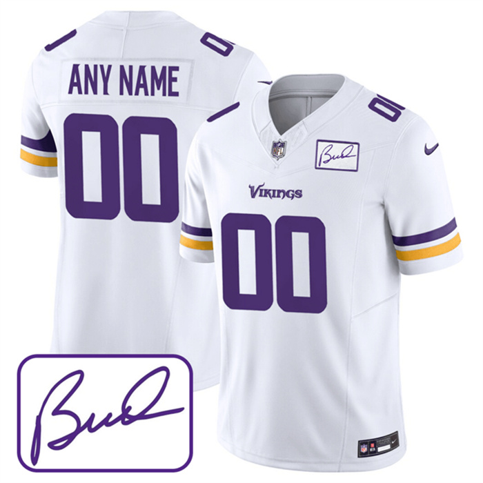 Men's Nike Minnesota Vikings Customized White 2023 F.U.S.E. Bud Grant Patch Limited Stitched Jersey