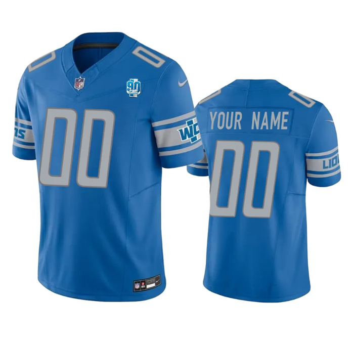 Men's Nike Detroit Lions Customized Blue 2023 F.U.S.E. 90th Anniversary Vapor Untouchable Limited Stitched Jersey