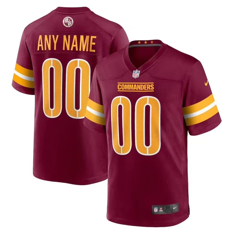 Custom Men's Nike Washington Commanders Burgundy Stitched Game Jersey