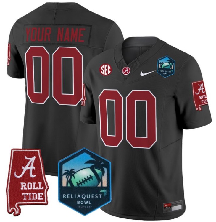 Custom Nike Alabama Crimson Tide Jersey 2025 ReliaQuest Bowl Patch F.U.S.E. Vapor Limited Stitched College Football Black