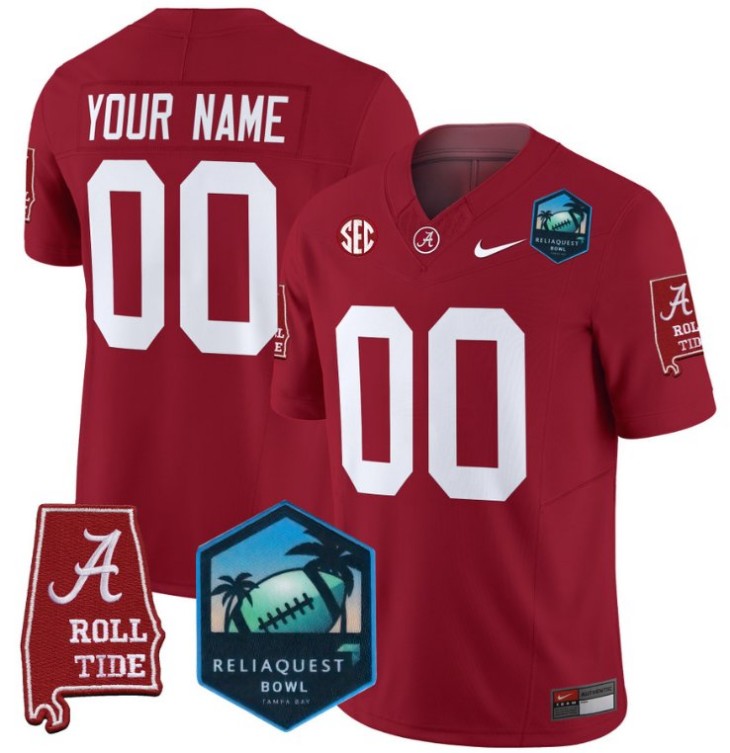 Custom Nike Alabama Crimson Tide Jersey 2025 ReliaQuest Bowl Patch F.U.S.E. Vapor Limited Stitched College Football Crimson