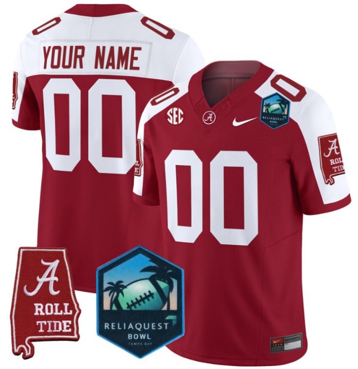 Custom Nike Alabama Crimson Tide Jersey 2025 ReliaQuest Bowl Patch F.U.S.E. Vapor Limited Stitched College Football Crimson Alternate