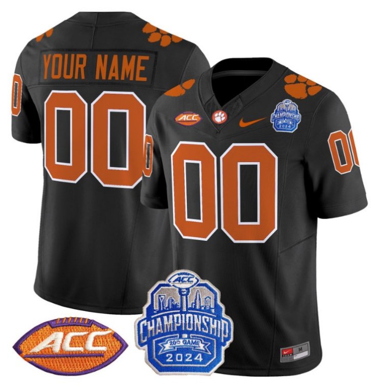 Custom Nike Clemson Tigers Jersey 2024 ACC Championship Patch F.U.S.E. Vapor Limited Stitched College Football Black