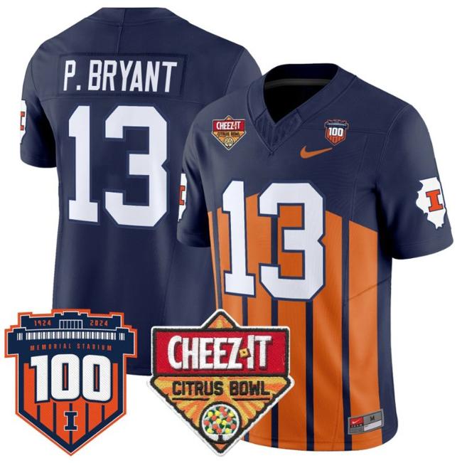 Men's Nike Pat Bryant Jersey #13 Illinois Fighting 2025 Cheez-It Citrus Bowl Patch F.U.S.E. Vapor Limited Stitched College Football Throwback