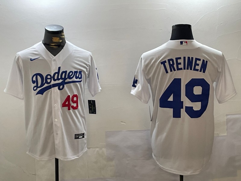 Men's Los Angeles Dodgers #49 Blake Treinen Nike Home White Limited Stitched MLB Jersey