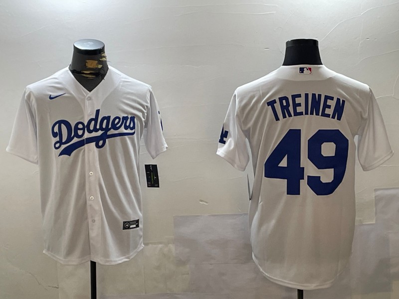 Men's Los Angeles Dodgers #49 Blake Treinen Nike Home White Cool Base Stitched MLB Jersey