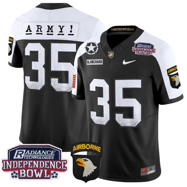 Men's Nike Doc Blanchard Jersey #35 Army Black Knights Independence Bowl Patch F.U.S.E. Vapor Limited Stitched College Football Black Alternate