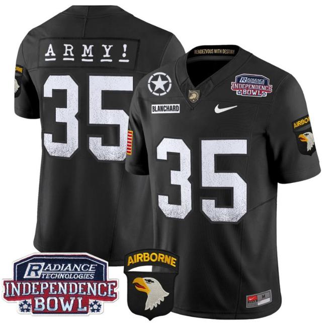 Men's Nike Doc Blanchard Jersey #35 Army Black Knights Independence Bowl Patch F.U.S.E. Vapor Limited Stitched College Football Black