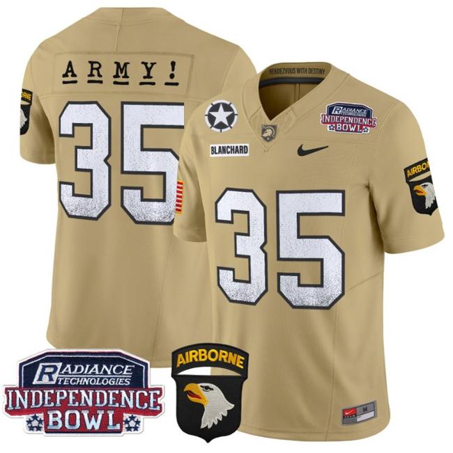 Men's Nike Doc Blanchard Jersey #35 Army Black Knights Independence Bowl Patch F.U.S.E. Vapor Limited Stitched College Football Tan