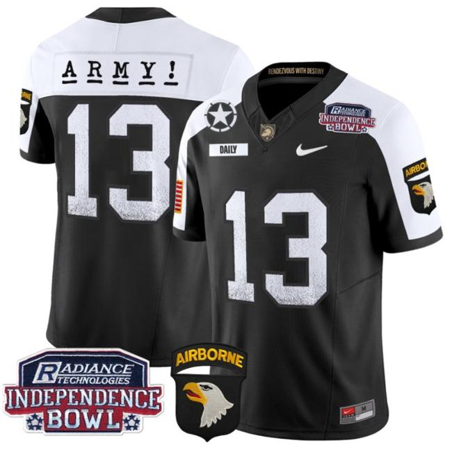 Men's Nike Bryson Daily Jersey #13 Army Black Knights Independence Bowl Patch F.U.S.E. Vapor Limited Stitched College Football Black Alternate