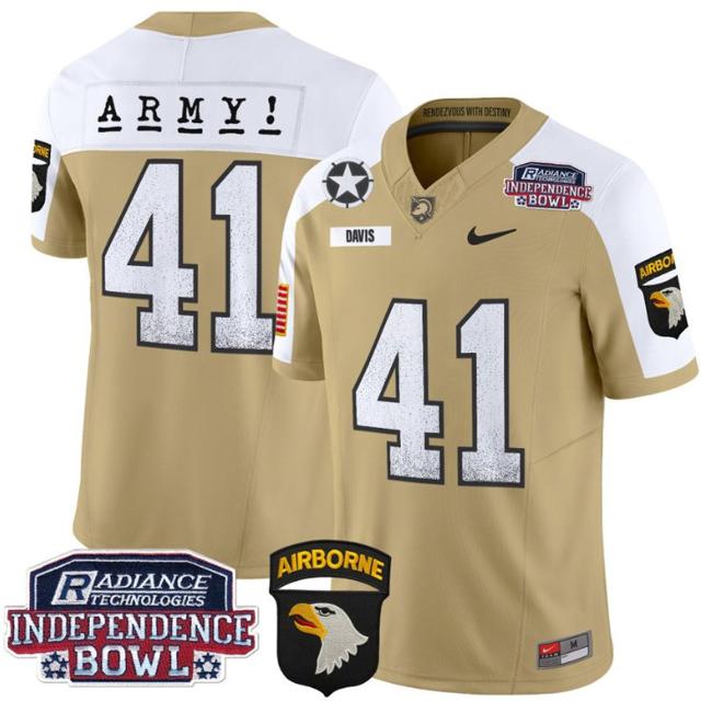 Men's Nike Glenn Davis Jersey #41 Army Black Knights Independence Bowl Patch F.U.S.E. Vapor Limited Stitched College Football Tan Alternate