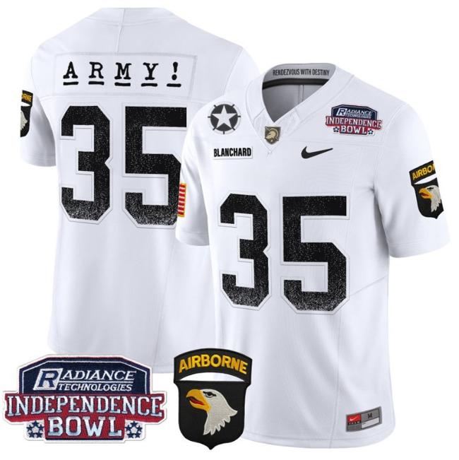 Men's Nike Doc Blanchard Jersey #35 Army Black Knights Independence Bowl Patch F.U.S.E. Vapor Limited Stitched College Football White