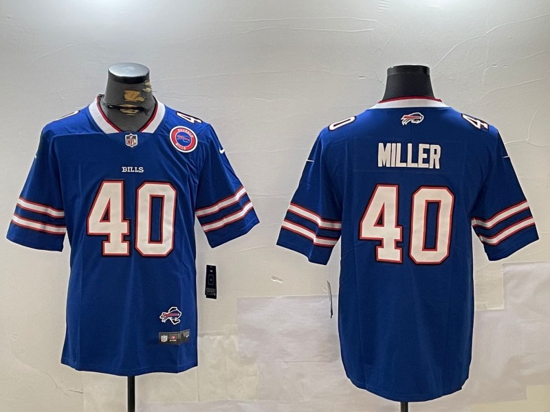 Men's Buffalo Bills #40 Von Miller Royal With Team and State Map Patch Vapor Untouchable Limited Stitched Jersey