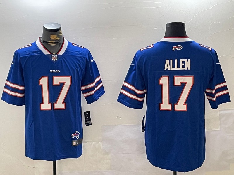 Men's Buffalo Bills #17 Josh Allen Royal With State Map Patch Vapor Limited Stitched Football Jersey