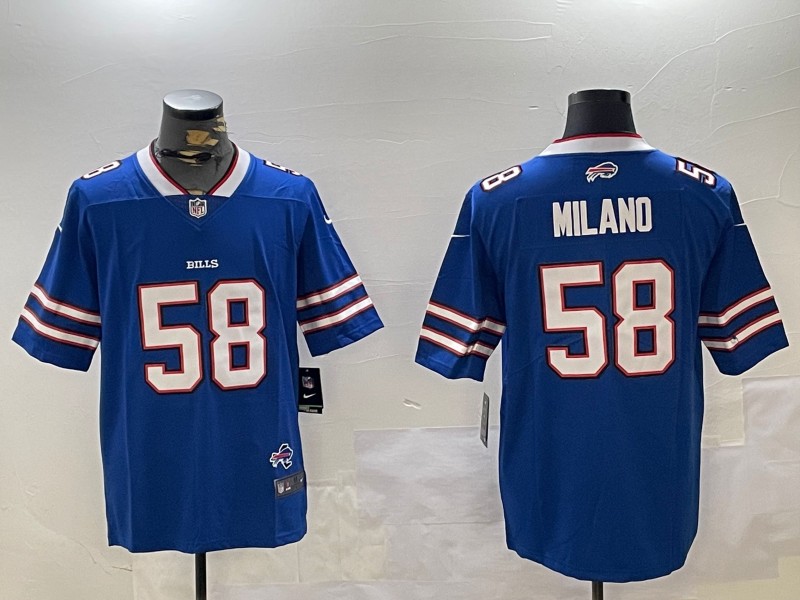 Men's Buffalo Bills #58 Matt Milano Royal With State Map Patch Vapor Untouchable Limited Stitched Jersey