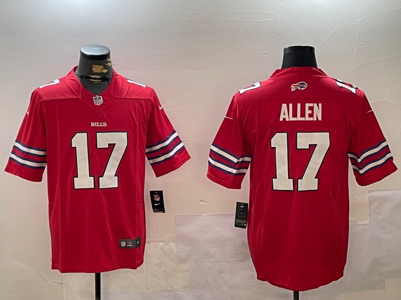 Men's Buffalo Bills #17 Josh Allen Red Vapor Limited Stitched Football Jersey