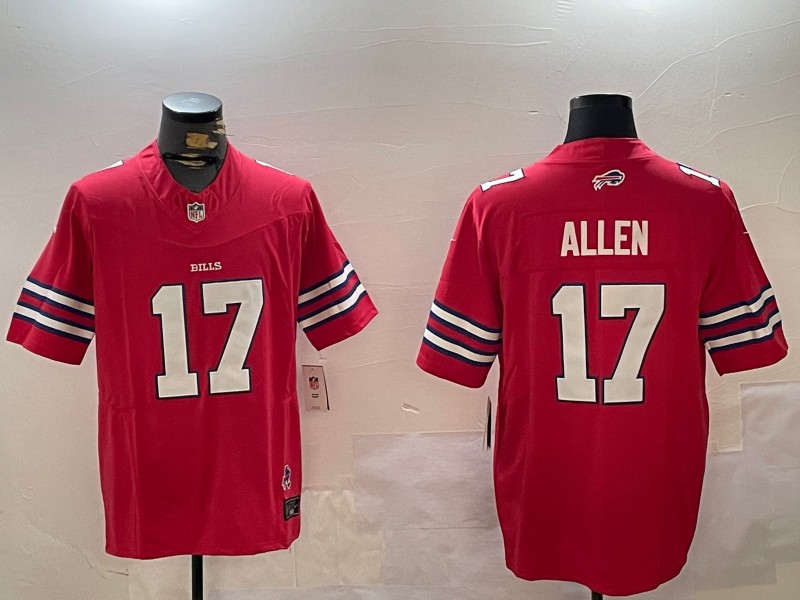 Men's Buffalo Bills #17 Josh Allen Red FUSE Vapor Limited With State Map Patch Stitched Football Jersey