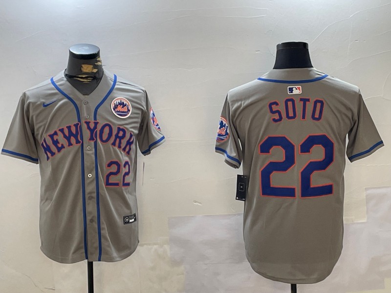 Men's New York Mets #22 Juan Soto Road Gray Nike Limited Stitched Baseball MLB Jerseys