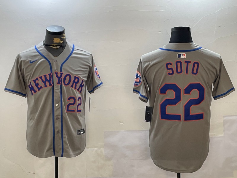 Men's New York Mets #22 Juan Soto Road Gray Nike Limited Stitched Baseball MLB Jersey