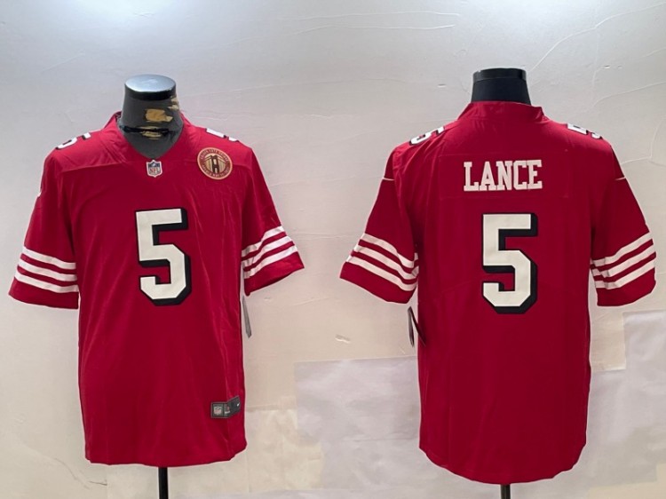 Men's San Francisco 49ers #5 Trey Lance Scarlet Throwback Nike Vapor Untouchable Limited Stitched NFL Jersey