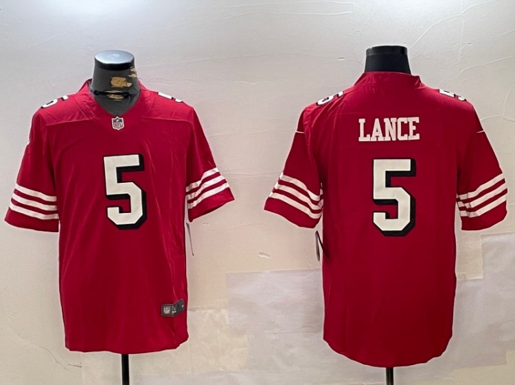 Men's San Francisco 49ers #5 Trey Lance Scarlet Throwback Nike Vapor Untouchable Limited Stitched Football Jersey