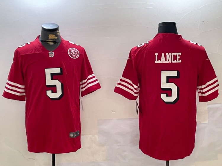 Men's San Francisco 49ers #5 Trey Lance Scarlet Throwback Nike Vapor Untouchable Limited Stitched Football Jerseys