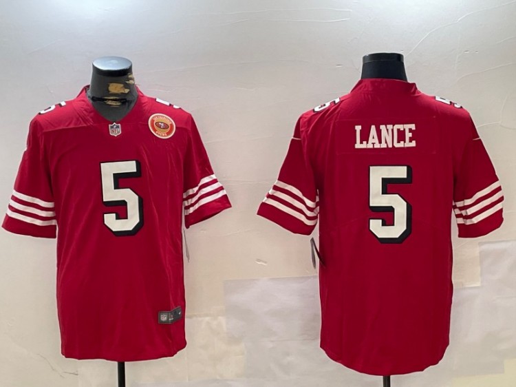 Men's San Francisco 49ers #5 Trey Lance Scarlet Throwback Nike Vapor Untouchable Limited Stitched NFL JerseyS