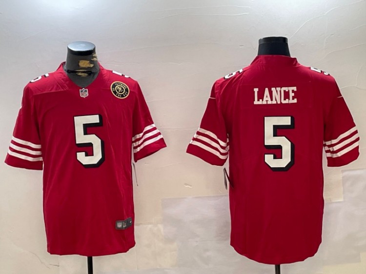 Men's San Francisco 49ers #5 Trey Lance Scarlet Throwback Vapor Untouchable Nike Limited Stitched NFL Jersey