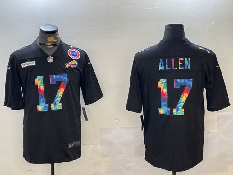 Men's Buffalo Bills #17 Josh Allen Black Rainbow Nike Vapor Untouchable Limited Stitched NFL Jerseys