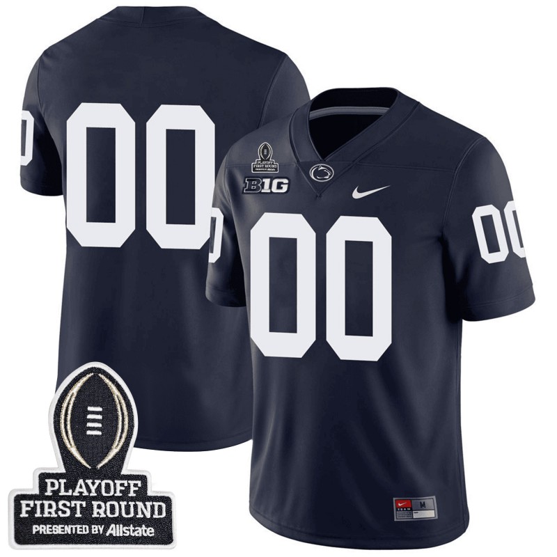 Men's Youth Customized Penn State Nittany Lions Navy With 2025 CFP First Round Patch College Football Vapor Limited Stitched Jersey