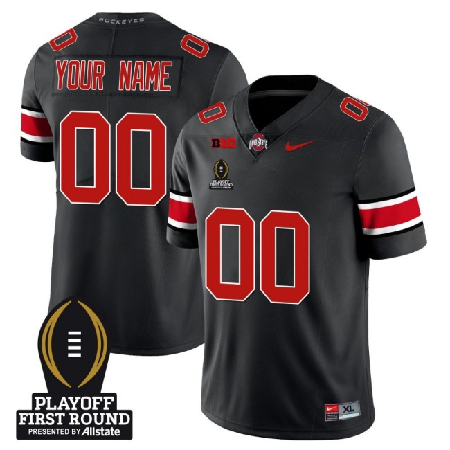 Customized Nike Ohio State Buckeyes Football Jersey Playoff First Round Patch Black All Stitched