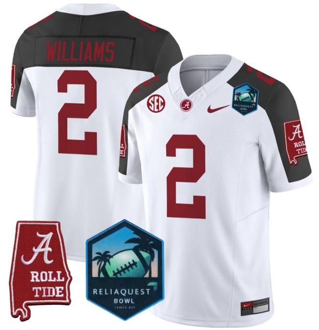 Men's Nike Ryan Williams Jersey #2 Alabama Crimson Tide 2025 ReliaQuest Bowl Patch F.U.S.E. Vapor Limited Stitched College Football Inverted