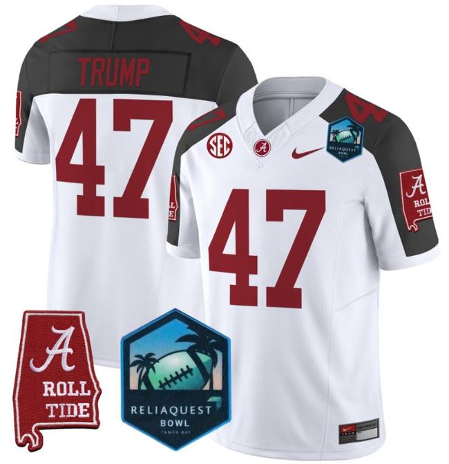 Men's Nike Donald Trump Jersey #47 Alabama Crimson Tide 2025 ReliaQuest Bowl Patch F.U.S.E. Vapor Limited Stitched College Football Inverted