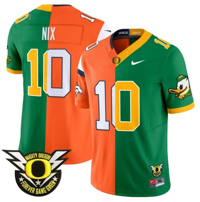 Men's Nike Bo Nix Jersey Orange #10 Oregon Ducks Split FUSE Vapor Limited College Football Stitched