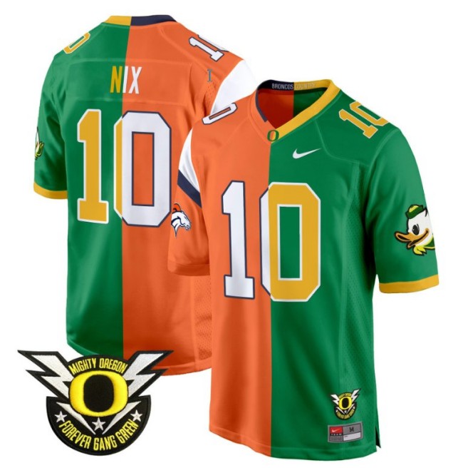 Men's Nike Bo Nix Jersey #10 Oregon Ducks Split Game College College Football All Stitched Orange