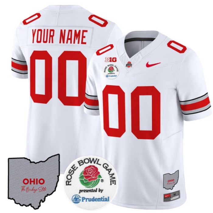 Custom Ohio State Buckeyes Jersey Rose Bowl Vapor Limited V2 Stitched White