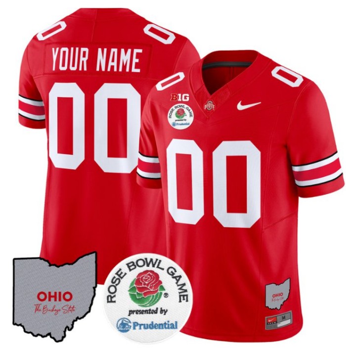 Custom Ohio State Buckeyes Jersey Rose Bowl Vapor Limited V2 Stitched Red