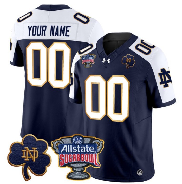 Custom Notre Dame Fighting Irish Jersey 2024 Sugar Bowl Patch Vapor Alternate