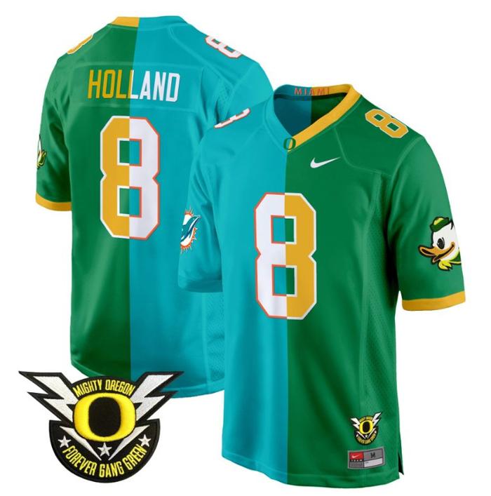 Men's Nike Jevon Holland Jersey #8 Oregon Ducks Split Game College Football All Stitched