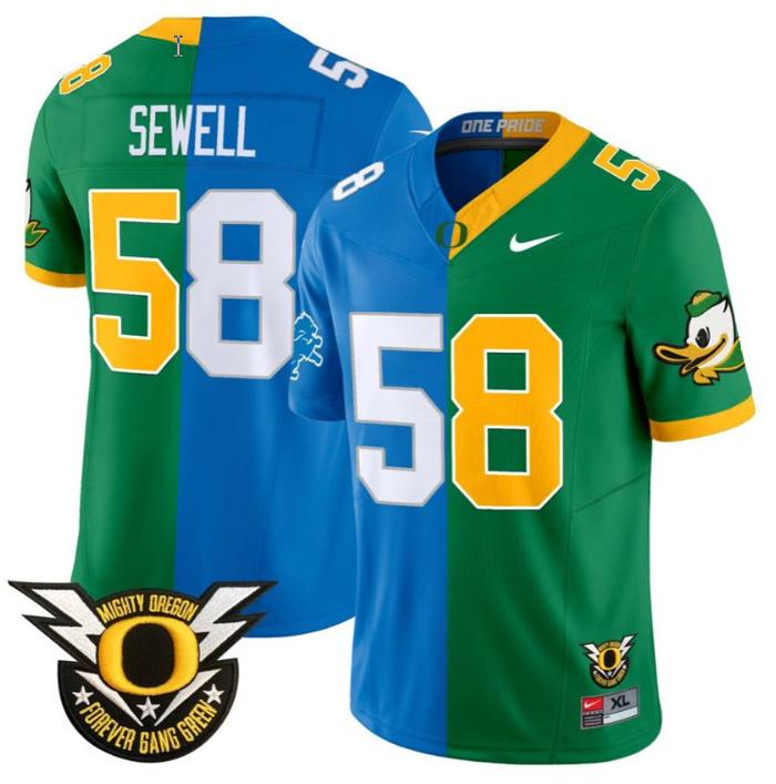 Men's Nike Penei Sewell Jersey #58 Oregon Ducks Split FUSE Vapor Limited NCAA Football Stitched