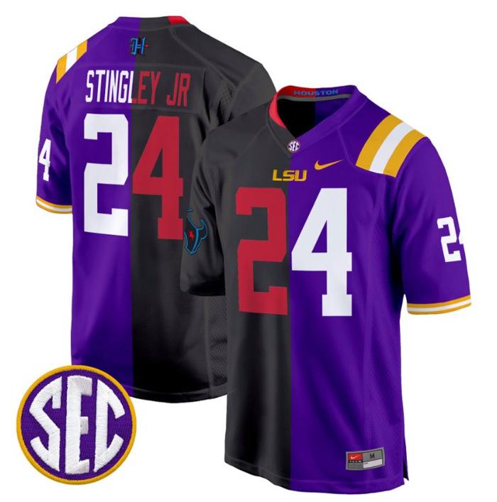 Men's Nike Derek Stingley Jr Jersey #24 LSU Tiger Split Game College Football All Stitched