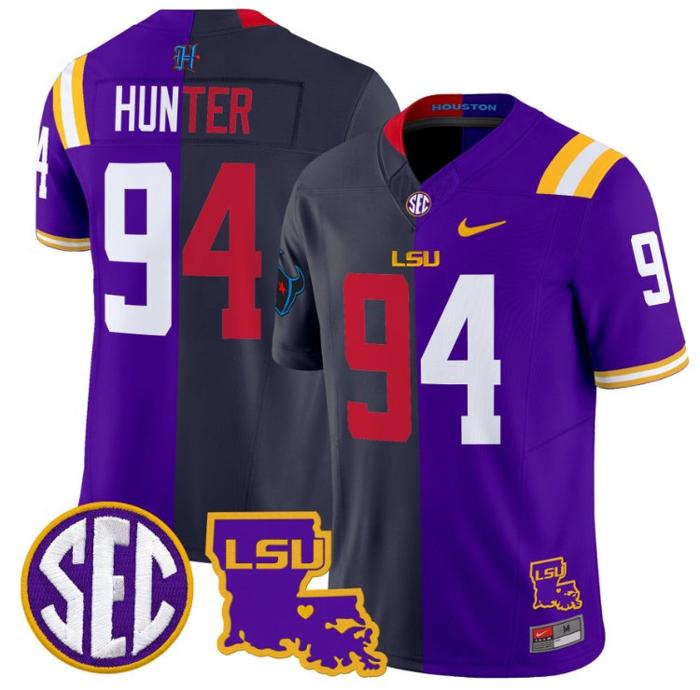 Men's Nike Danielle Hunter Jersey #94 LSU Tiger Split FUSE Vapor Limited NCAA Football All Stitched