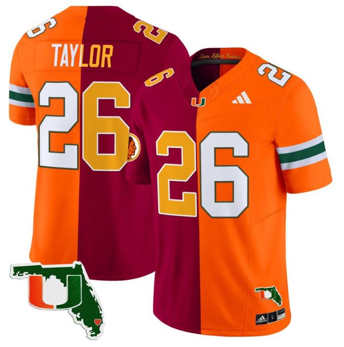 Men's Adidas Sean Taylor Jersey #26 Miami Hurricanes Split Vapor Limited Football Stitched