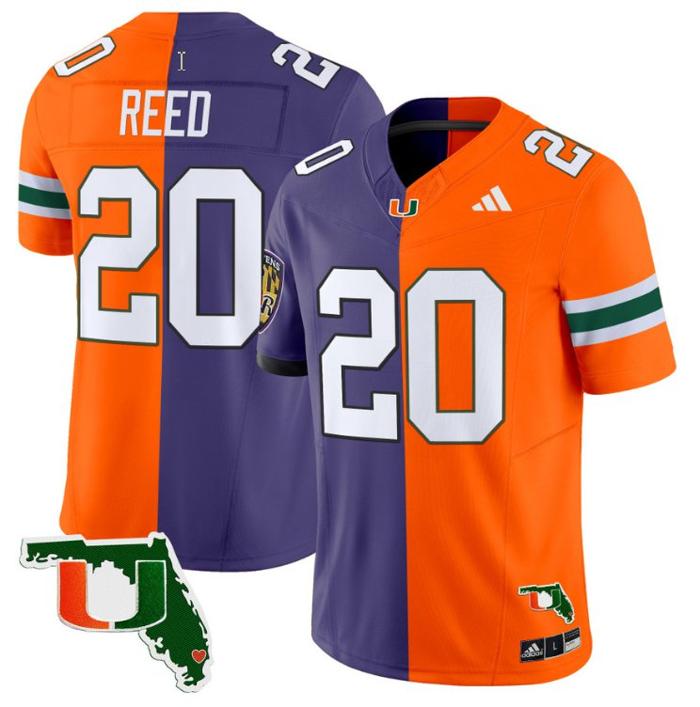 Men's Adidas Ed Reed Jersey #20 Miami Hurricanes Split Vapor Limited Football Stitched