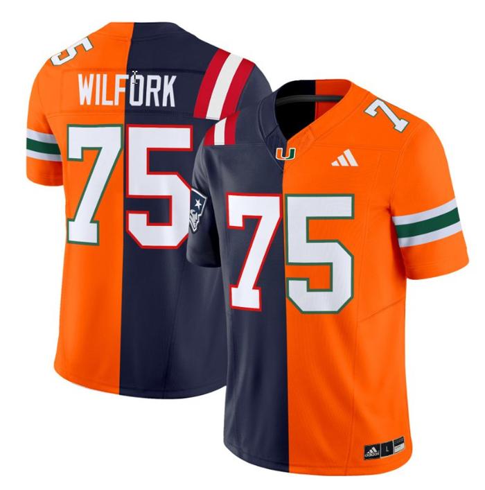 Men's Adidas Wilfork Jersey #75 Miami Hurricanes Split Vapor V2 Football Stitched