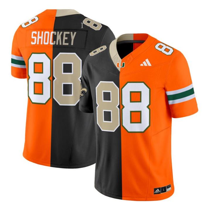 Men's Adidas Jeremy Shockey Jersey Saints #88 Miami Hurricanes Split Vapor V2 Football