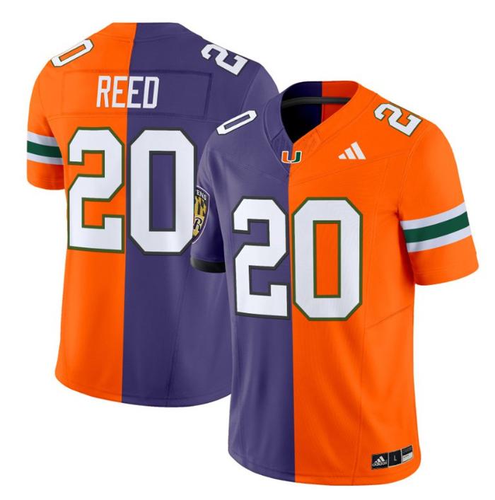 Men's Adidas Ed Reed Jersey #20 Miami Hurricanes Split Vapor Limited V2 Football Stitched