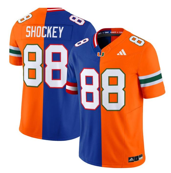 Men's Adidas Jeremy Shockey Jersey Giants #88 Miami Hurricanes Split Vapor V2 Football